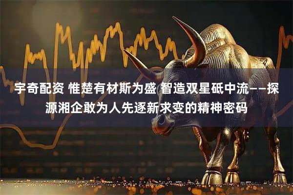 宇奇配资 惟楚有材斯为盛 智造双星砥中流——探源湘企敢为人先逐新求变的精神密码
